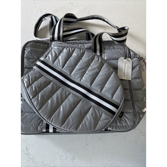 preneLOVE Large Gray Puffer Sport Pickleball Bag Holds 2 Paddles NWT Duffel - Picture 1 of 6